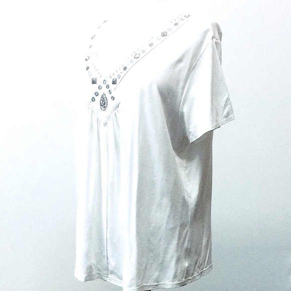 blue seven*(46)16US WOMENS TOP, V-Neck Embellished - Picture 2 of 9